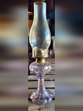 Brass & Glass Purple Oil Lamp - Home Accents